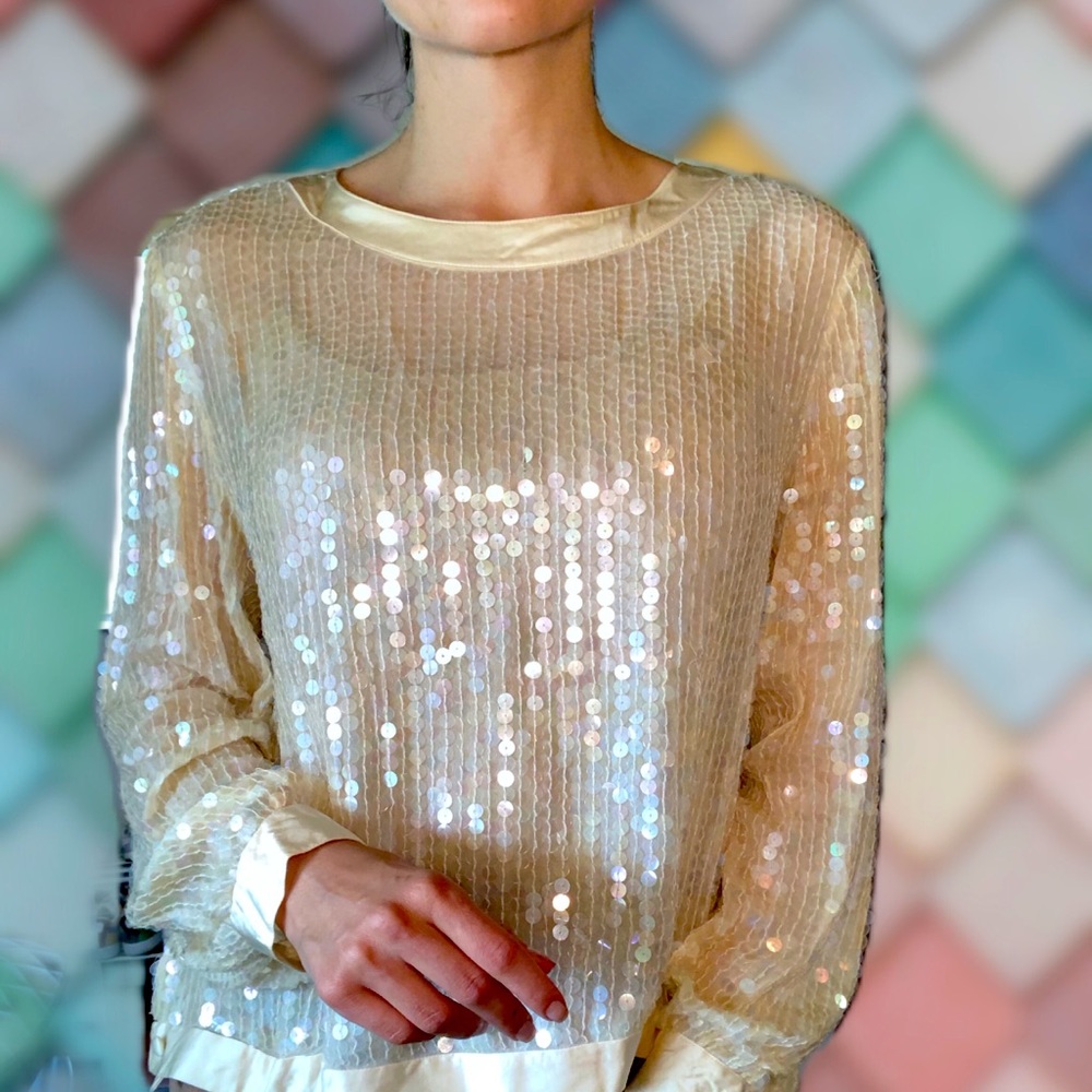 Vintage, Sequin, silk blouse.
